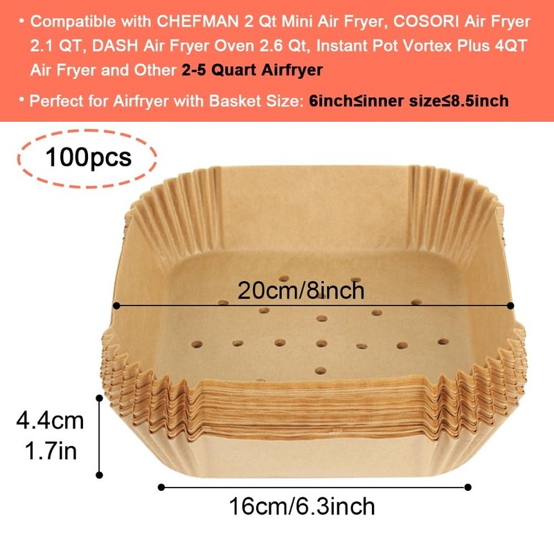 BYKITCHEN Square Air Fryer Liners for 2 to 5 Qt, Set of 2 5 QT, Nature gallery