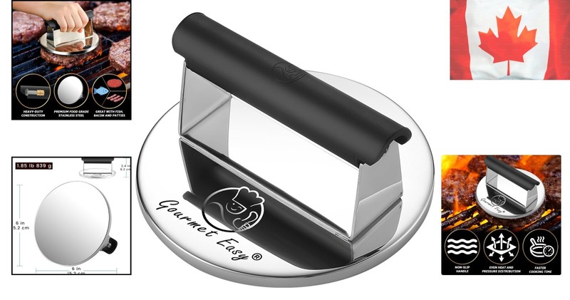 Stainless Steel 2lb Burger Press with Heat Resistant Handle for Perfect Burgers gallery