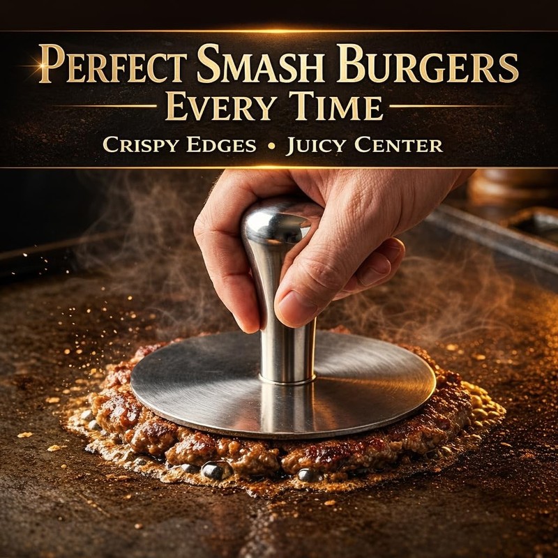 Premium Stainless Steel Smash Burger Press, Heavy Duty Burger Smasher with Er... gallery