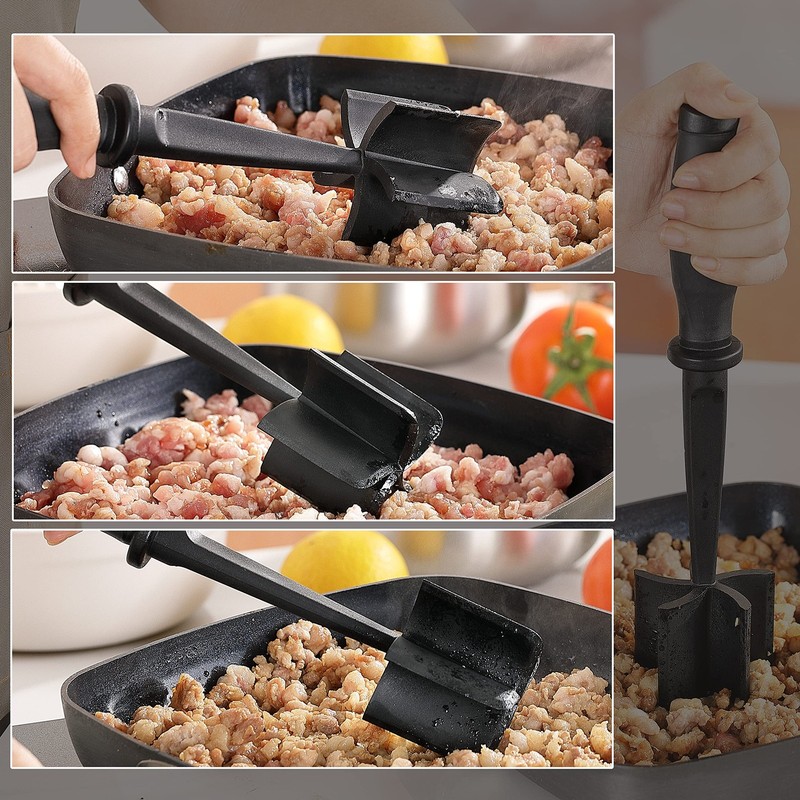 Meat Chopper Masher for Ground Beef and Hamburger Meat, Heat 11*2.5, Black gallery