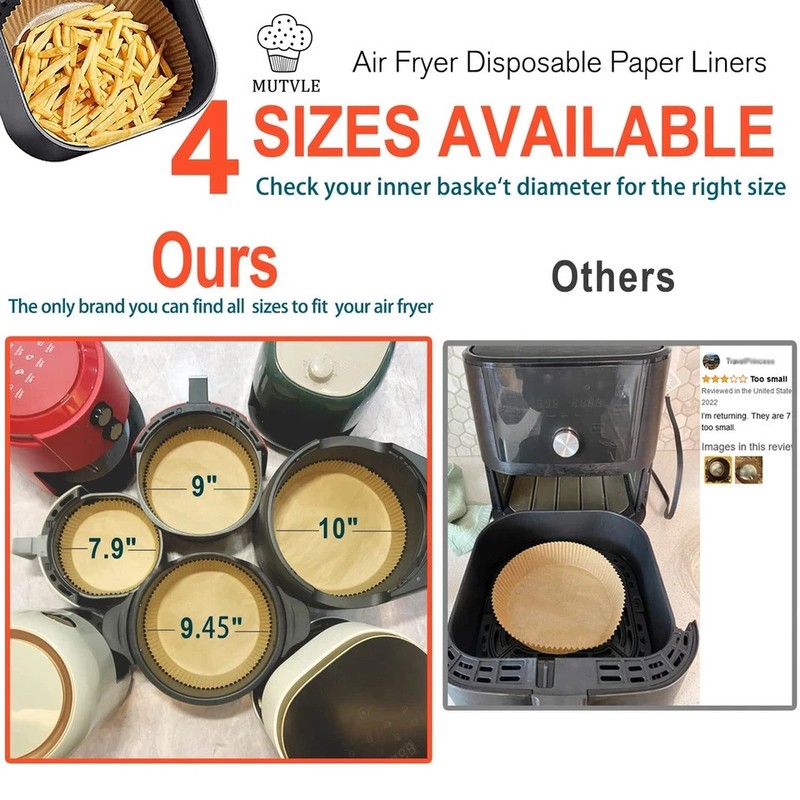 10 Inch Air Fryer Disposable Paper Liner Round, [ XXL Size] 100Pcs 10''Round gallery