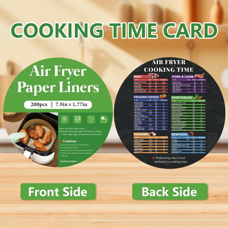 200PCS Air Fryer Liners Disposable: Round 8 Inch Non-Stick 8"Round, Wood gallery