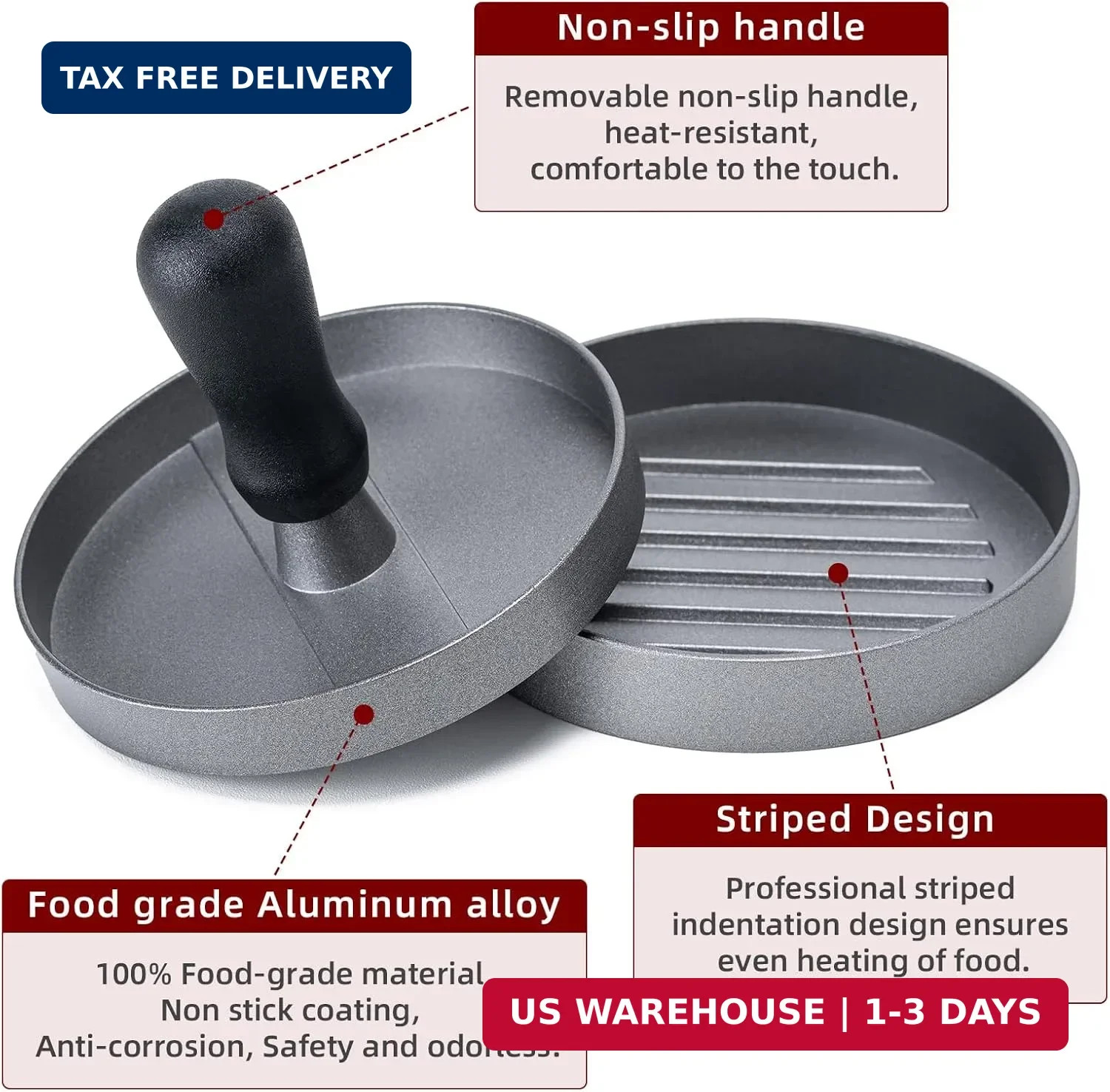 Burger Press 100 Patty Papers Set,4.6 Inch Round Smasher,Non-Stick Hamburger Pat gallery