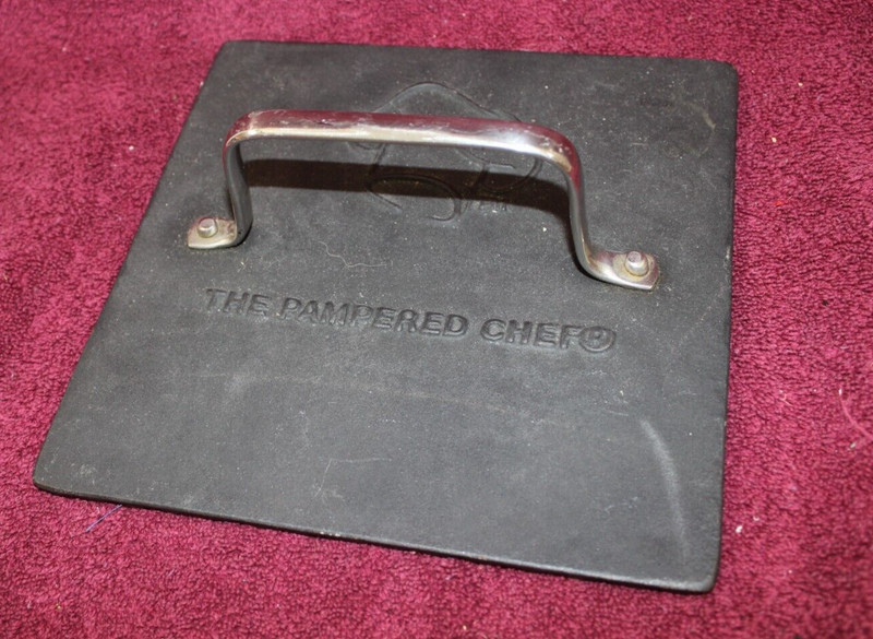 Pampered Chef Cast Iron Square Grill Press gallery