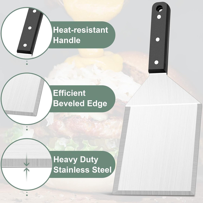 Metal Burger Spatula 2PCS, Heavy Duty Stainless Steel Griddle Hamburger Spatula gallery