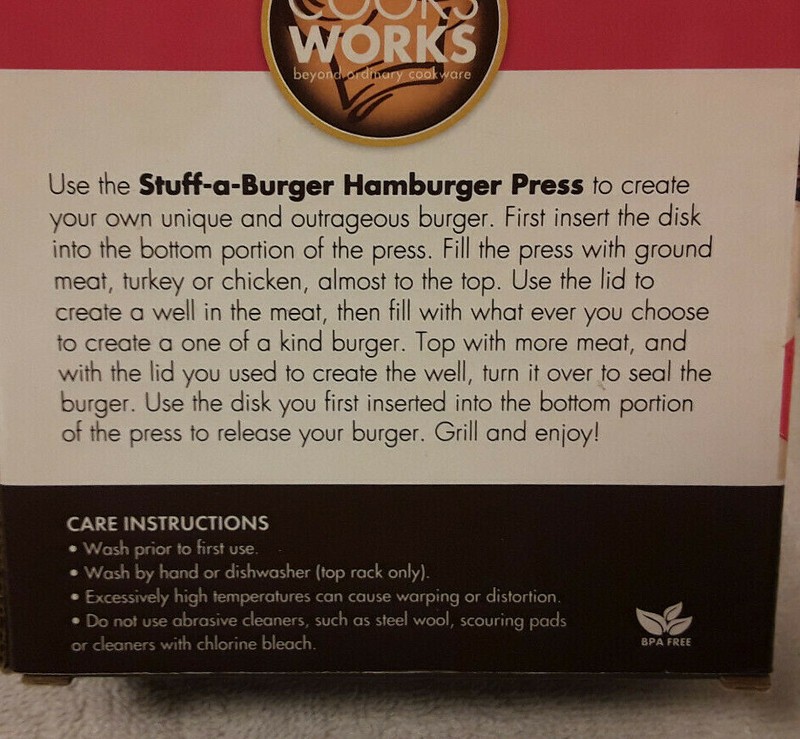 Cook Works Stuff-A-Burger Hamburger Press Gourmet Burgers gallery