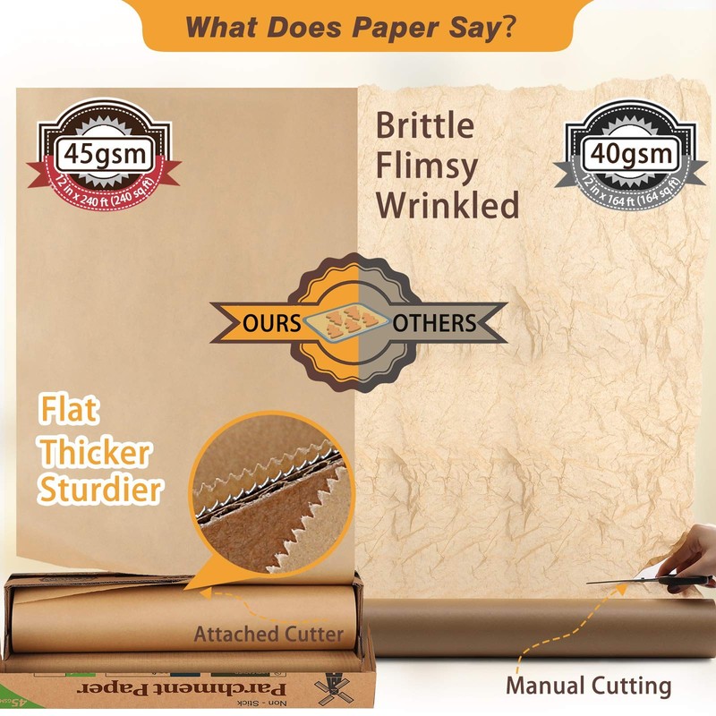 Unbleached Parchment Paper for Baking, 12 in x 240 ft, 240 Sq.Ft, gallery