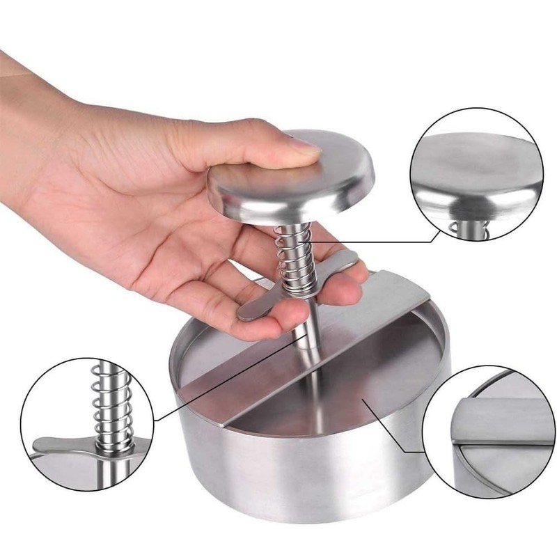 304 Stainless Steel Hamburger Press 4.5 Inch Adjustable Patty Maker BBQ Tool gallery