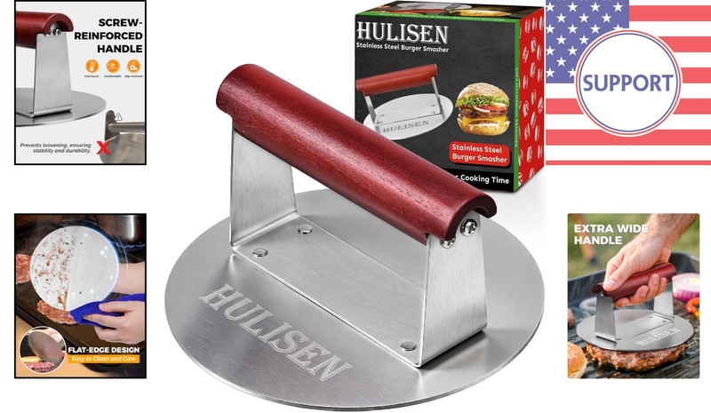6.2" Stainless Steel Burger Smasher with Extra Wide Heat-Resistant Handle gallery
