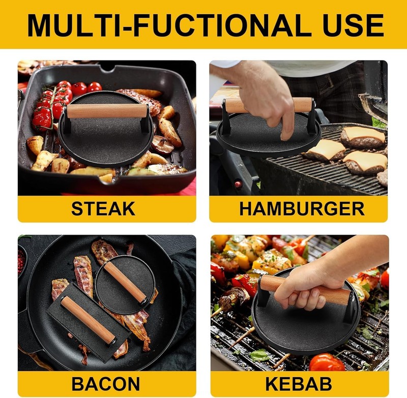 Smash for Blackstone Griddle, Heavy Duty Cast Iron Round 6.9In & Rectangular ... gallery