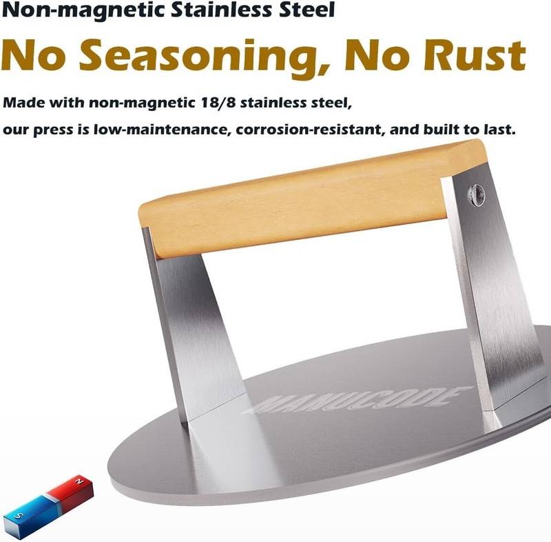 8-Inch Stainless Steel Burger Press - Durable and Versatile for Griddle and BBQ gallery