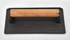 Cast Iron Panini Press Grill Press Seasoned w Wooden Handle For Burger Tool