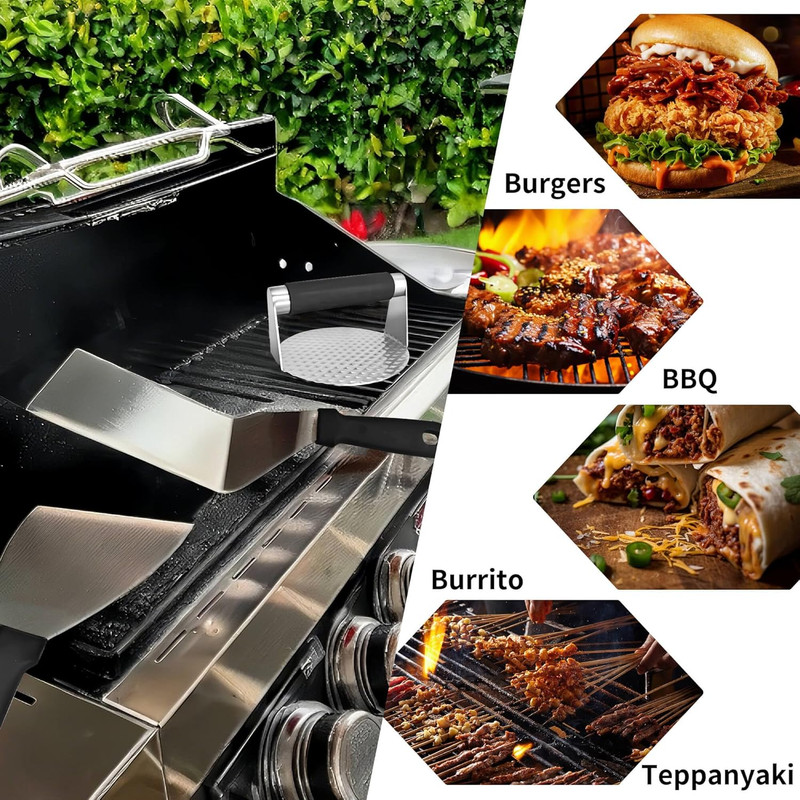 3PCS Smash Burger Press Kit - Burger Press Hamburger Spatula Griddle Scraper gallery