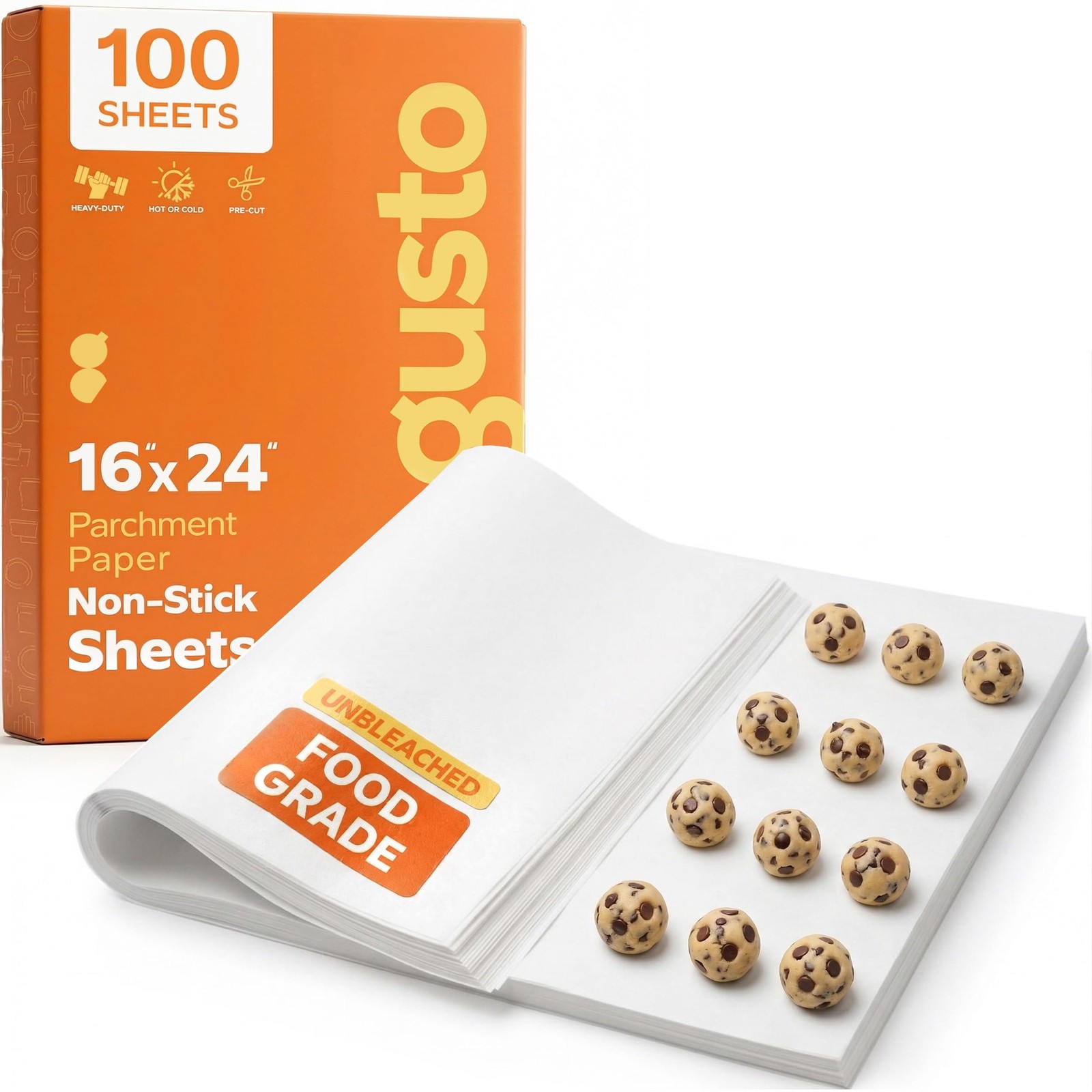 GUSTO [16 x 24 Inch - 100 Count] Pre-Cut Parchment 16 x 24 in (Sheet), White gallery