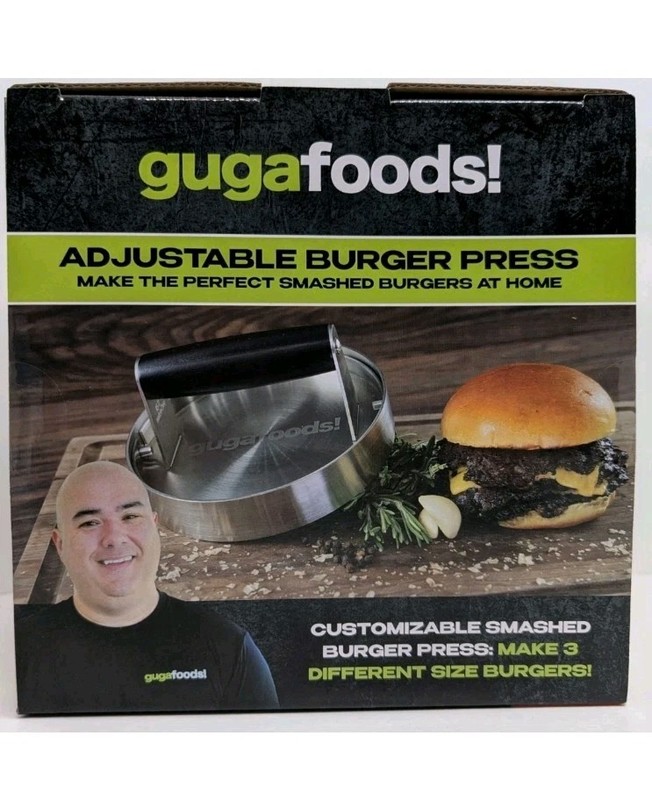 Guga Foods- Adjustable Burger Press, Stainless Steel Hamburger and Smashed Bu... gallery