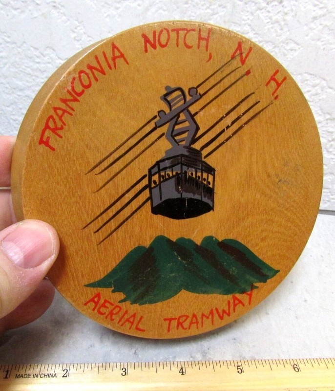 Vintage Wood Hamburger Press hand painted Franconia Notch NH Aerial Tramway gallery