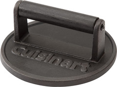 6.5″ Cast Iron Smashed Burger Press, round Flat Edge Grill Press for Crispy Smas