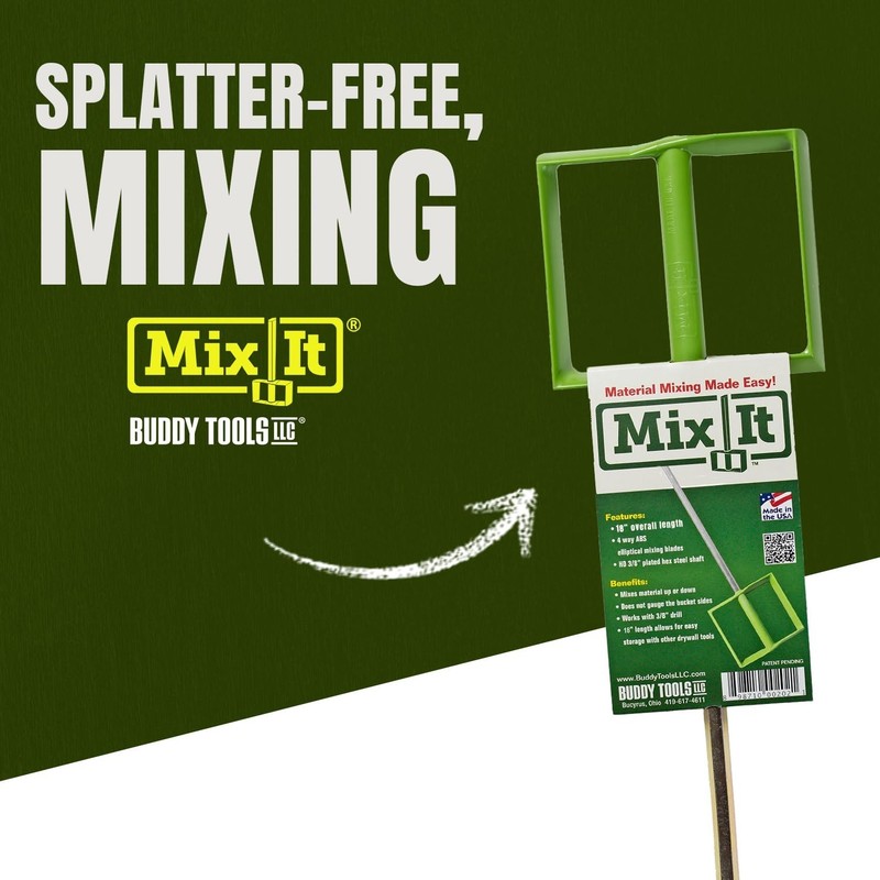 Buddy Tools Mix It, 18" Length – Mud Mixer with Durable ABS Paddle – gallery