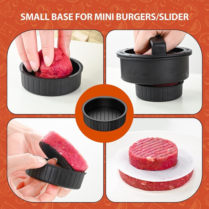 Pisol Hamburger Press, 4-in-1 Burger Press Patty 4 inches, 2.9 Black gallery
