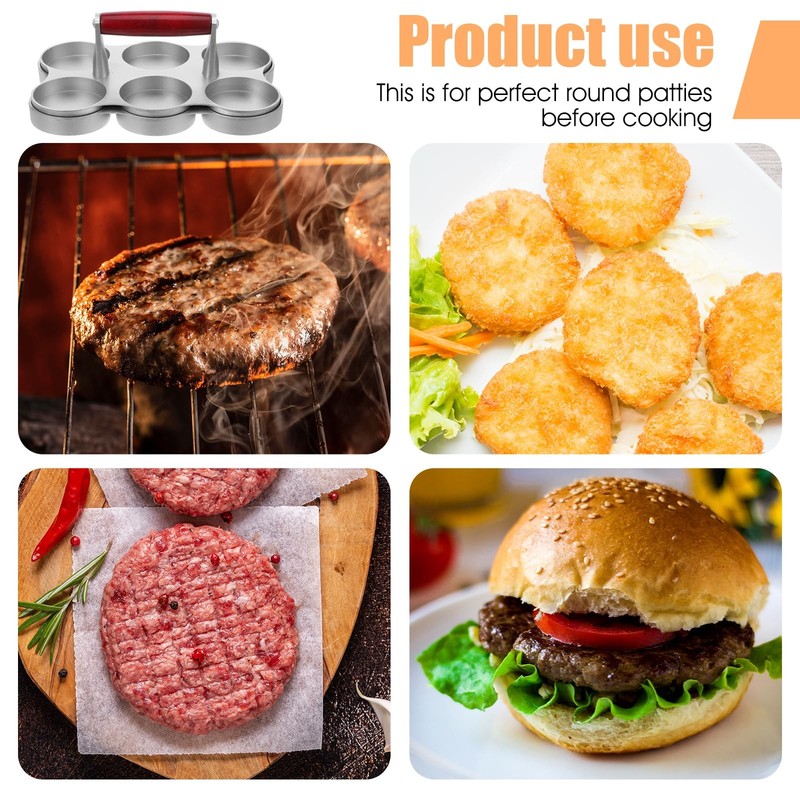 Mini Burger Press Sausage Patty Press with 300 Patty Papers Six 2.75-Inch Mol... gallery