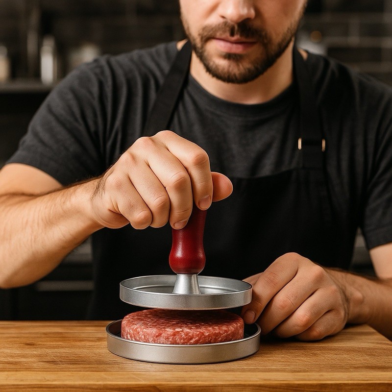 Burger Press Patty Maker with Wooden Handle – Nonstick Aluminum Mold Kitchen BBQ gallery