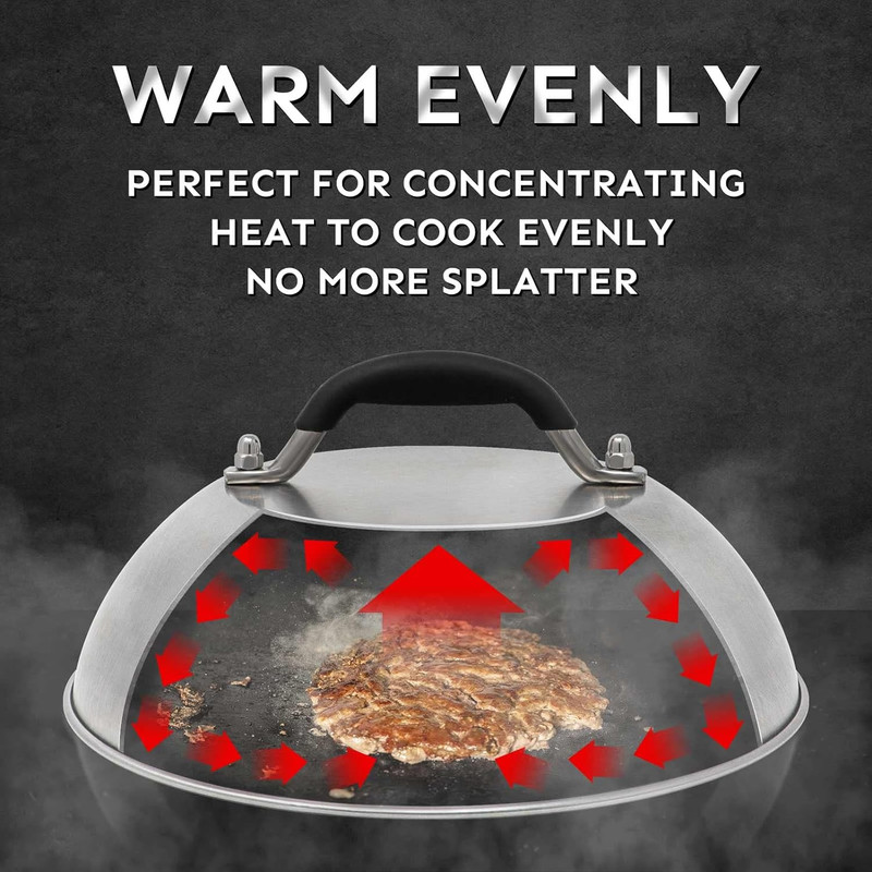 Cheese Melting Dome & Smashed Burger Press, 6.2" Grill Press with 9" Basting Cov gallery