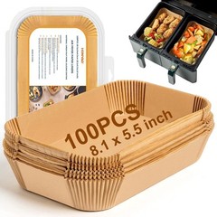 HONYAO Air Fryer Paper Liners for Dual Zone Airfryer, 8.1 x 5.5 inch, Natural