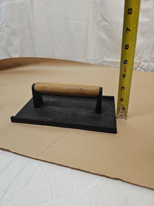 VTG Cast Iron Grill Press w/ Wooden Handle Heavy Duty Square Meat Bacon Weight gallery