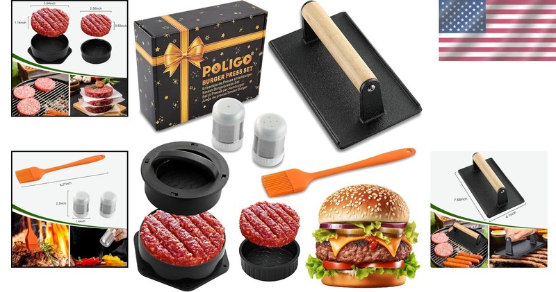 Versatile Smash Burger Maker - High-Quality 5PC Kit for Delicious Home Burgers gallery