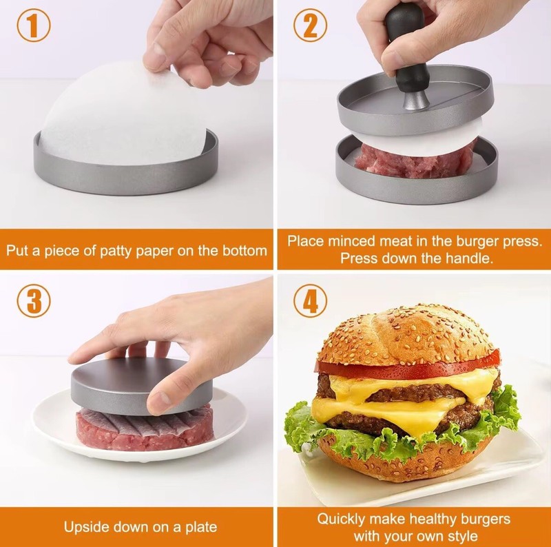 Hamburger Patty Maker Round Metal Mould Grill Burger Press - Cooking Tool gallery