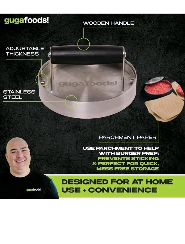 Guga Foods- Adjustable Burger Press, Stainless Steel Hamburger and Smashed Bu... gallery