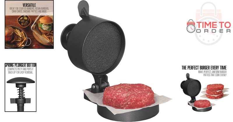 Burger Press Cast Aluminum Nonstick 4.5" Diameter Patties Sausage Crab Cakes gallery