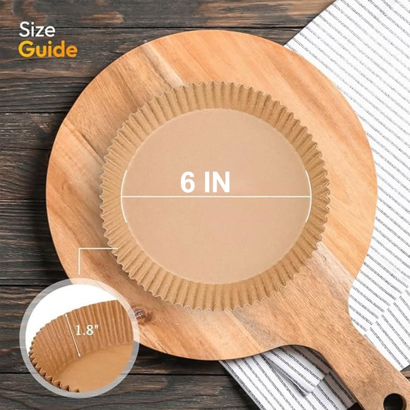 Small Air Fryer Liners Disposable for 2 3qt 6.3" Round 120pcs, Natural gallery