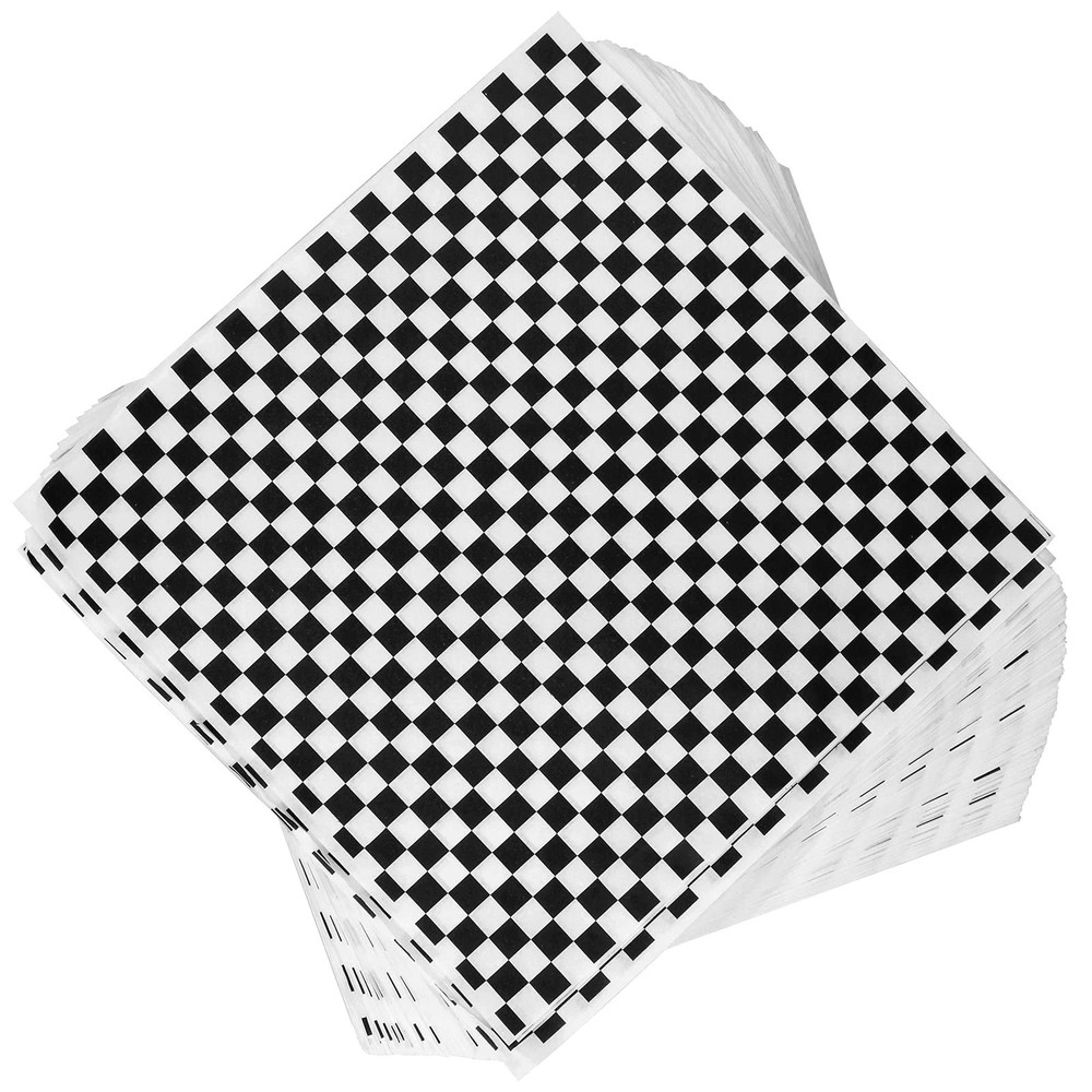 Oomcu 200 Sheets Black and White Checkered Dry Waxed Deli Large, Black/White