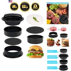 3 in 1 Stuffed Burger Press Patty Maker Rings Molds Kit, Non Stick Stuffer Ha…