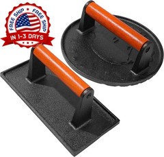 Prensa Para Hamburguesas De Hierro Fundido Resistente Redonda Y Rectangular