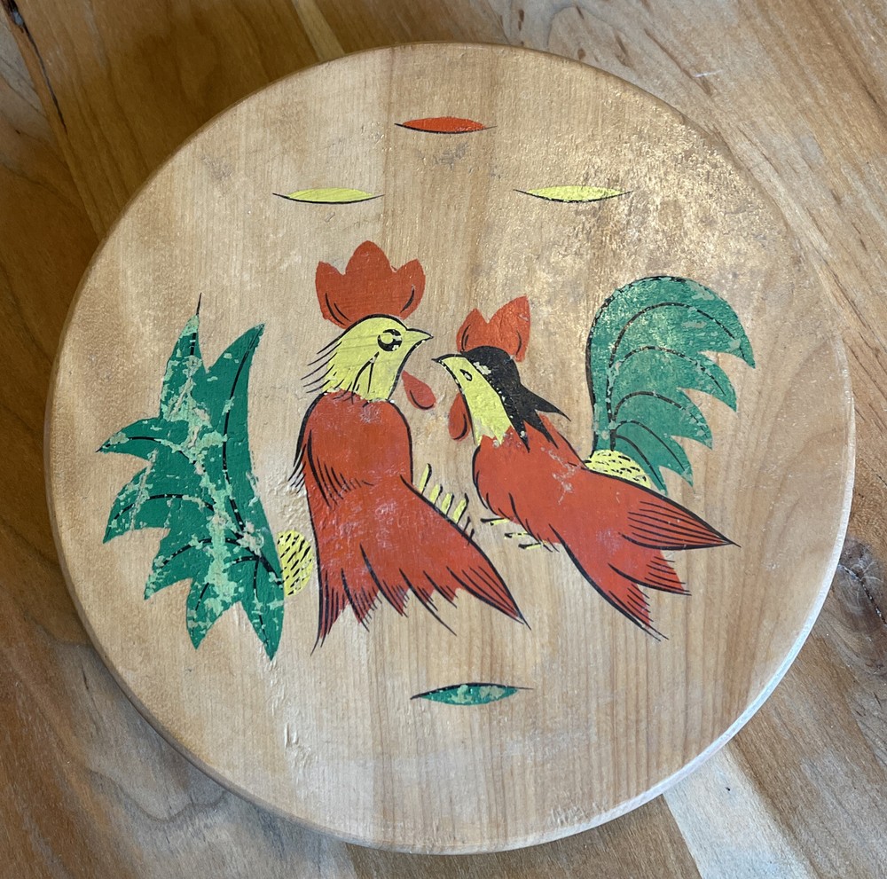 Vintage Wood Hamburger Press Rooster Chicken Made in Japan