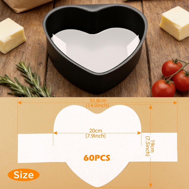 GeeRic Baking Parchment Paper 8 inch Heart Shape, 60 Pcs Cake 8 Inch, White gallery