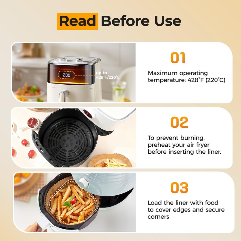 125Pcs 8 Inch Round Air Fryer Liners Disposable, Non-Stick 8"Round, Natural gallery