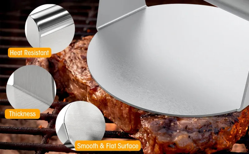 Stainless Steel Burger Press Smash Hamburger Patties Meat Masher Circular Meat gallery