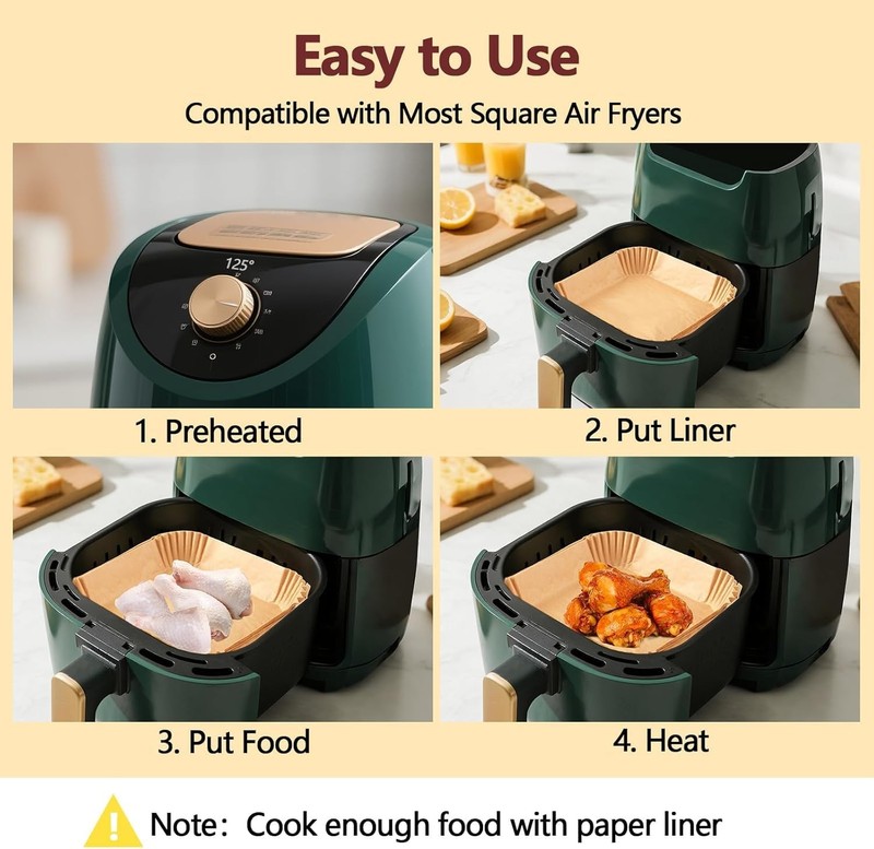 EKACO 10 Inch Air Fryer Liners Disposable-150PCS Square 10 Inch-new, Copper gallery