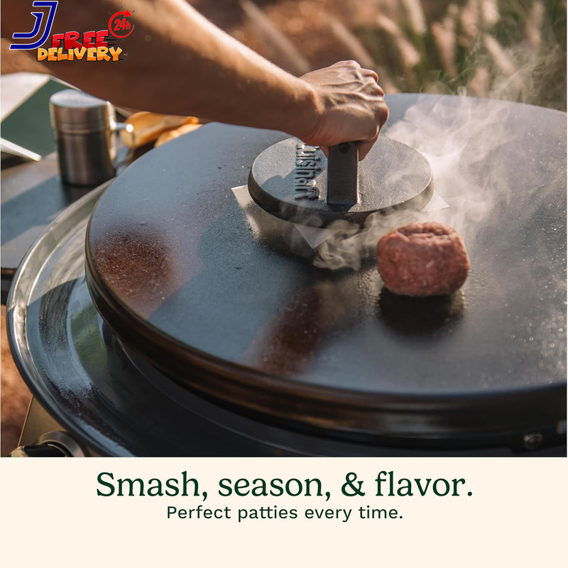 6.5" Cast Iron Smashed Burger Press Juicy and Crispy Burgers for Bbqs Cookouts gallery