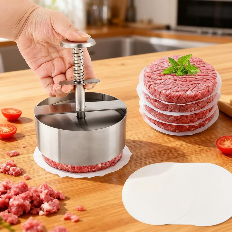 304 Stainless Steel Burger Press, Adjustable Hamburger Patty Maker, Dishwasher S gallery