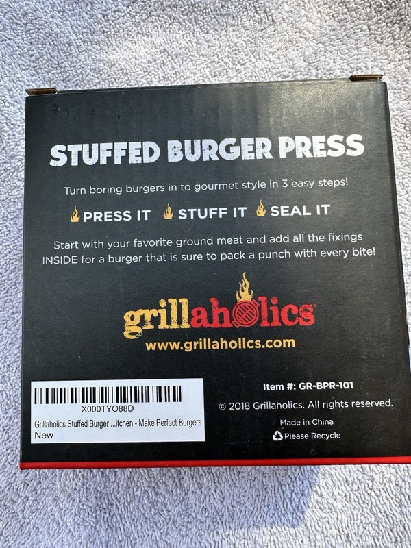 Grillaholics Stuffed Burger Press & Hamburger Maker - Non Stick Hamburger - NEW gallery
