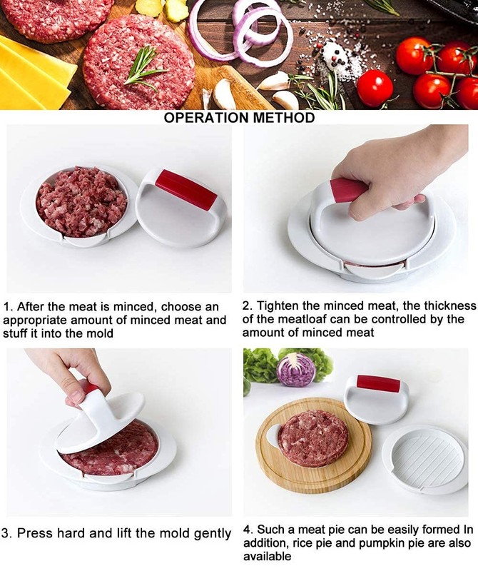 Hamburger Press Patty Maker Burger Mold Perfectly Sized 4.6” White gallery