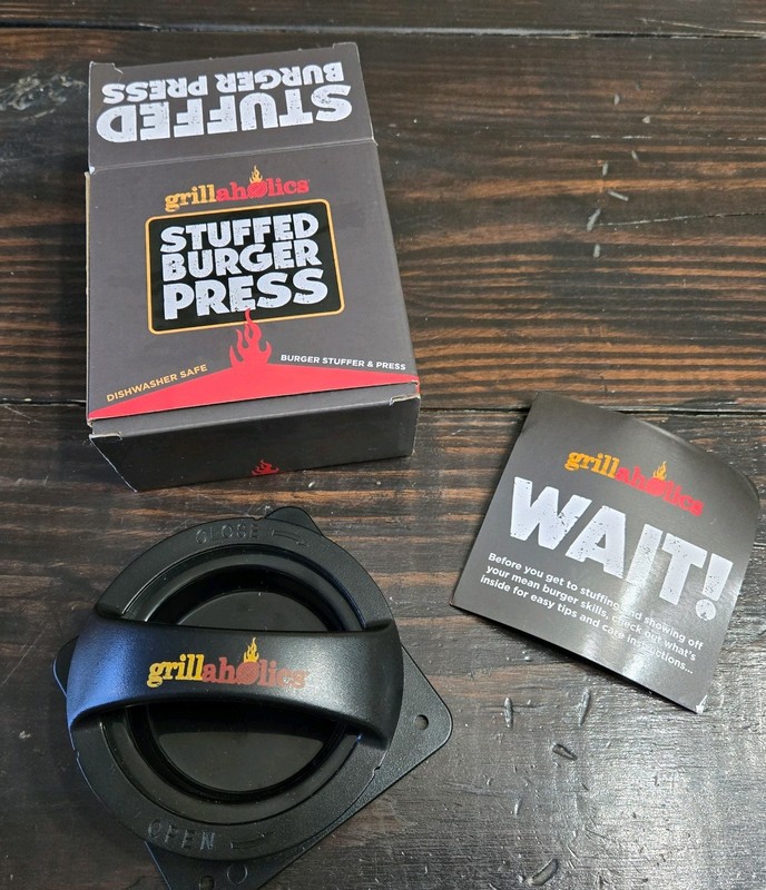 Grillaholics Stuffed Burger Press & Hamburger Maker - Non Stick Hamburger Open gallery
