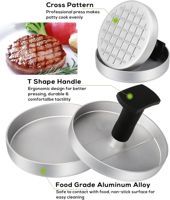Conjunto De Prensa Para Hamburguesas Con Molde Antiadherente Para BBQ Antiadhere gallery