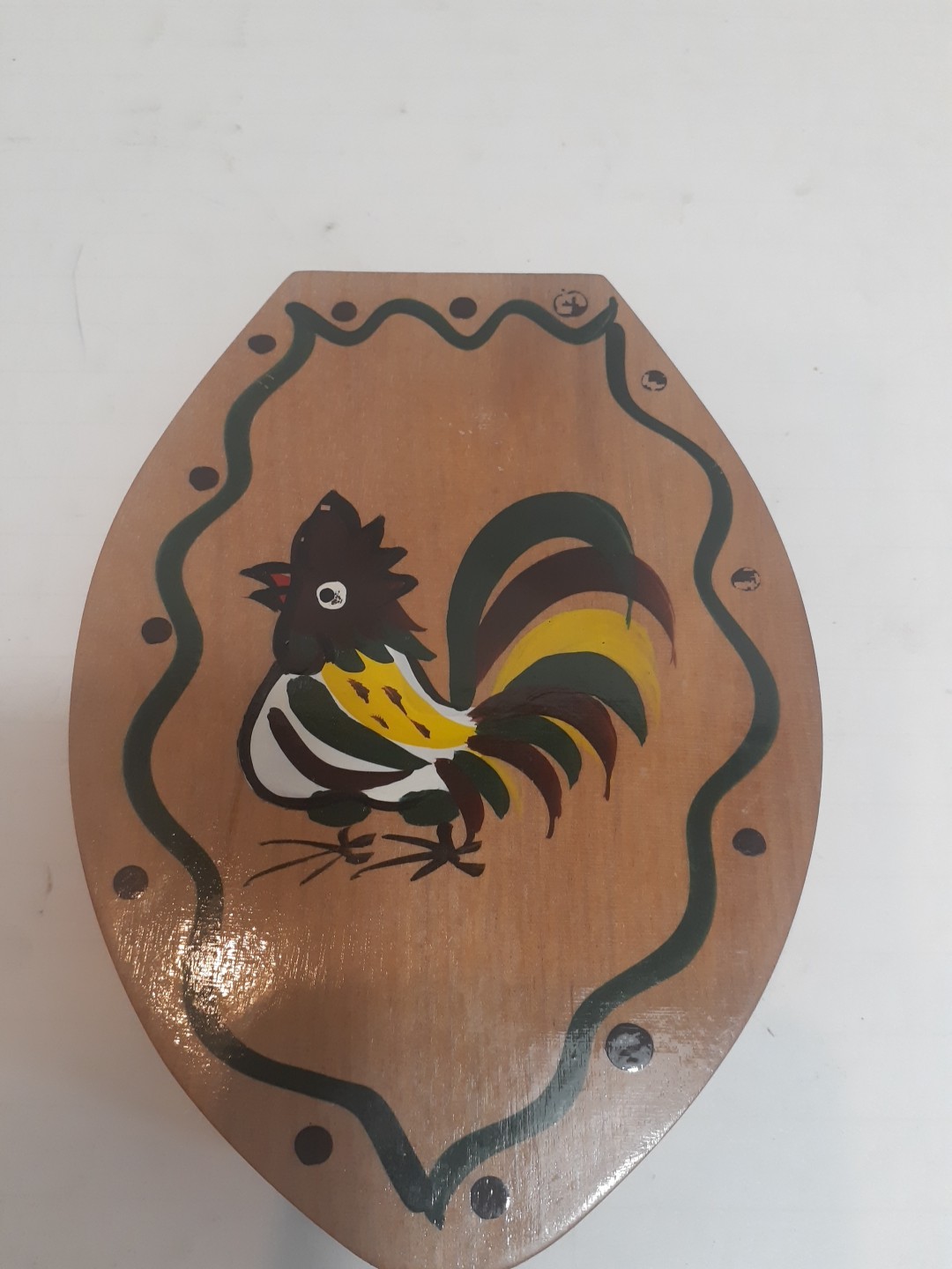 Vintage Wood Hamburger Press hand painted in Japan Woodpecker Woodware, kitchen gallery