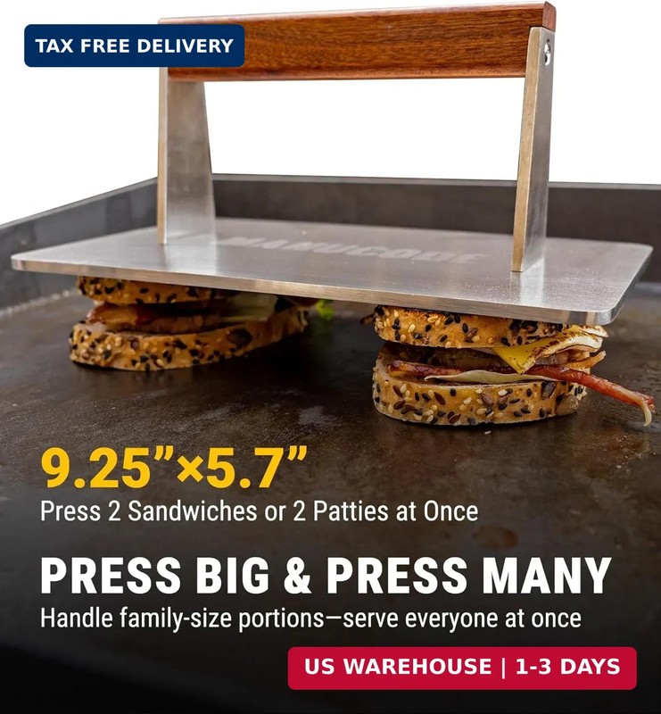 Stainless Steel Bacon Press - 3.2 LB Heavy Cooking Weight, Ideal for Flat Top Gr gallery