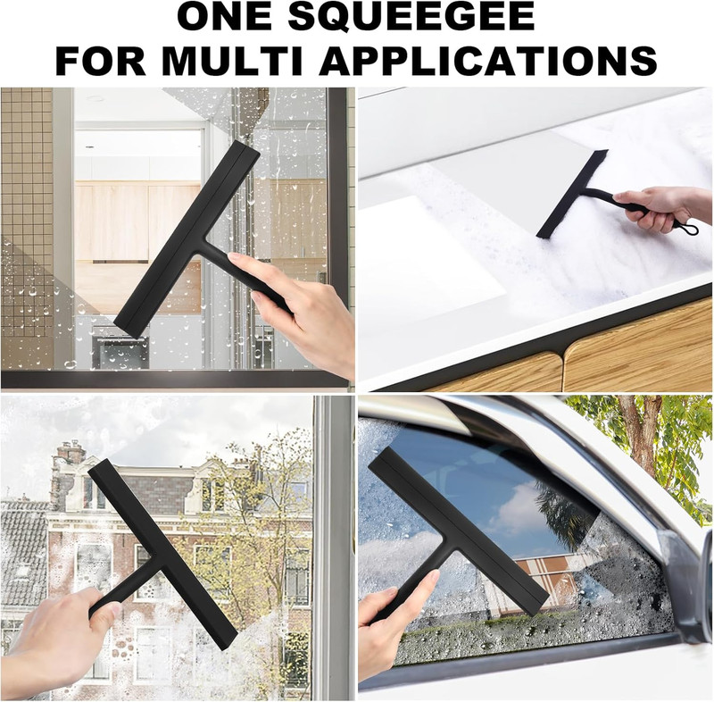 Shower Squeegee for Glass Doors and Bathroom, Stainless Steel with Silicone B... gallery